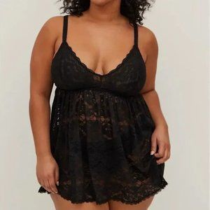 Torrid Curve Black Lace Babydoll Lingerie Slip 3X